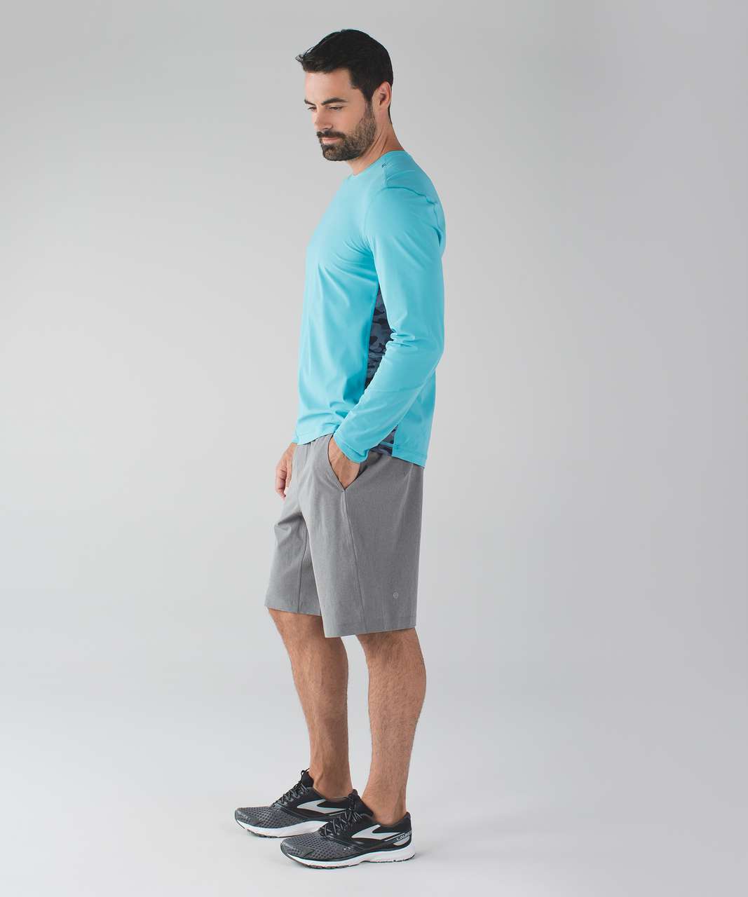 Lululemon Block Out Long Sleeve - Bondi Blue / Small Pebble Camo White Deep Navy