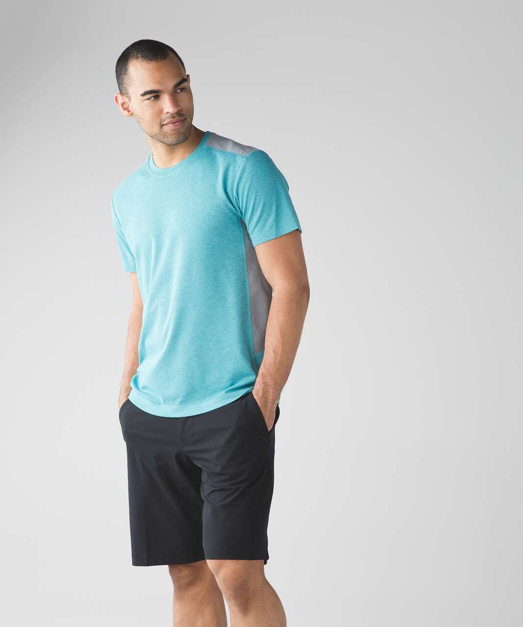 Lululemon Peninsula Short Sleeve - Heathered Bondi Blue / Battleship ...