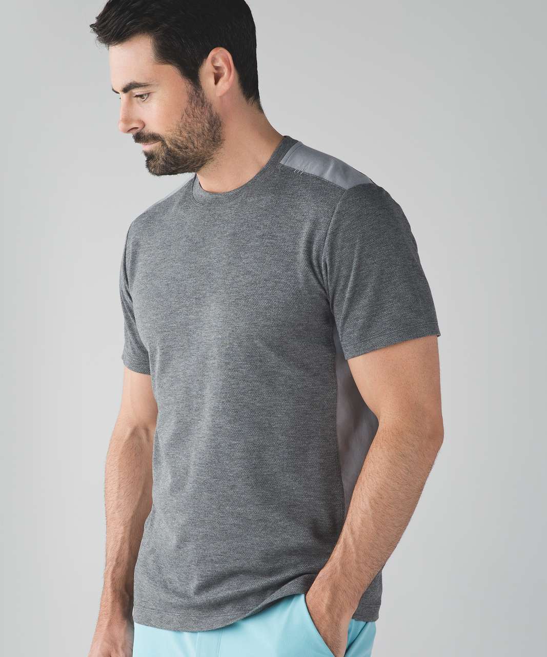 Lululemon Peninsula Short Sleeve - Heathered Black / Battleship