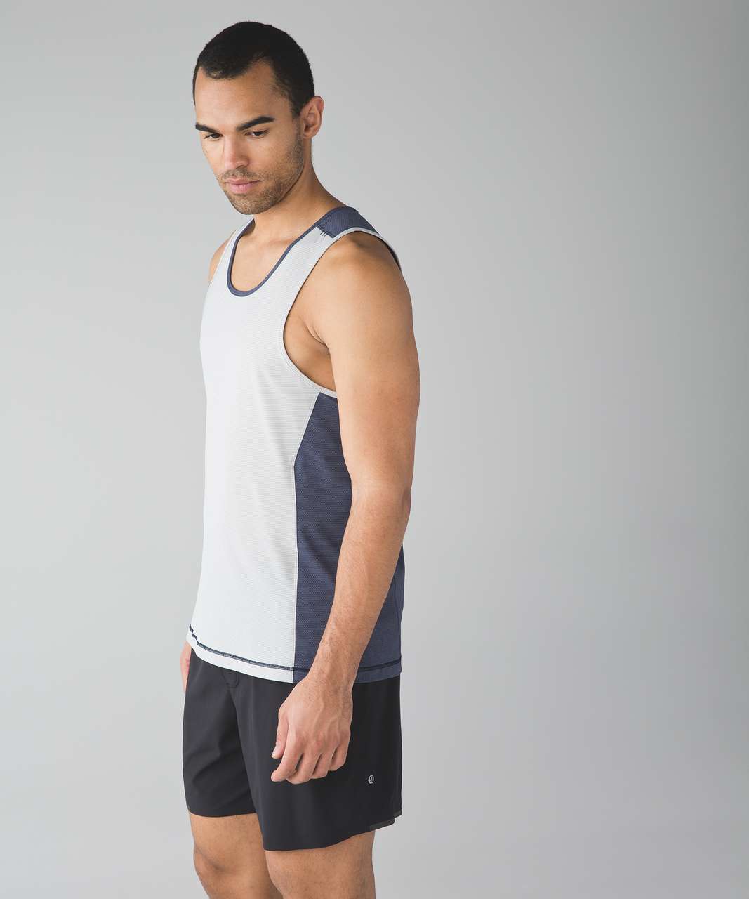 Lululemon Surge Tank - Heathered Silver Spoon / Heathered Deep Navy