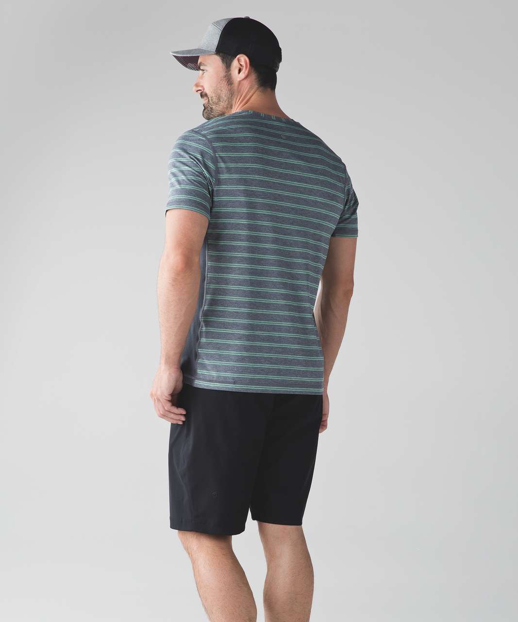 Lululemon T.H.E. Crew - Double Dip Stripe Heathered Inkwell Heathered  Vintage Green - lulu fanatics