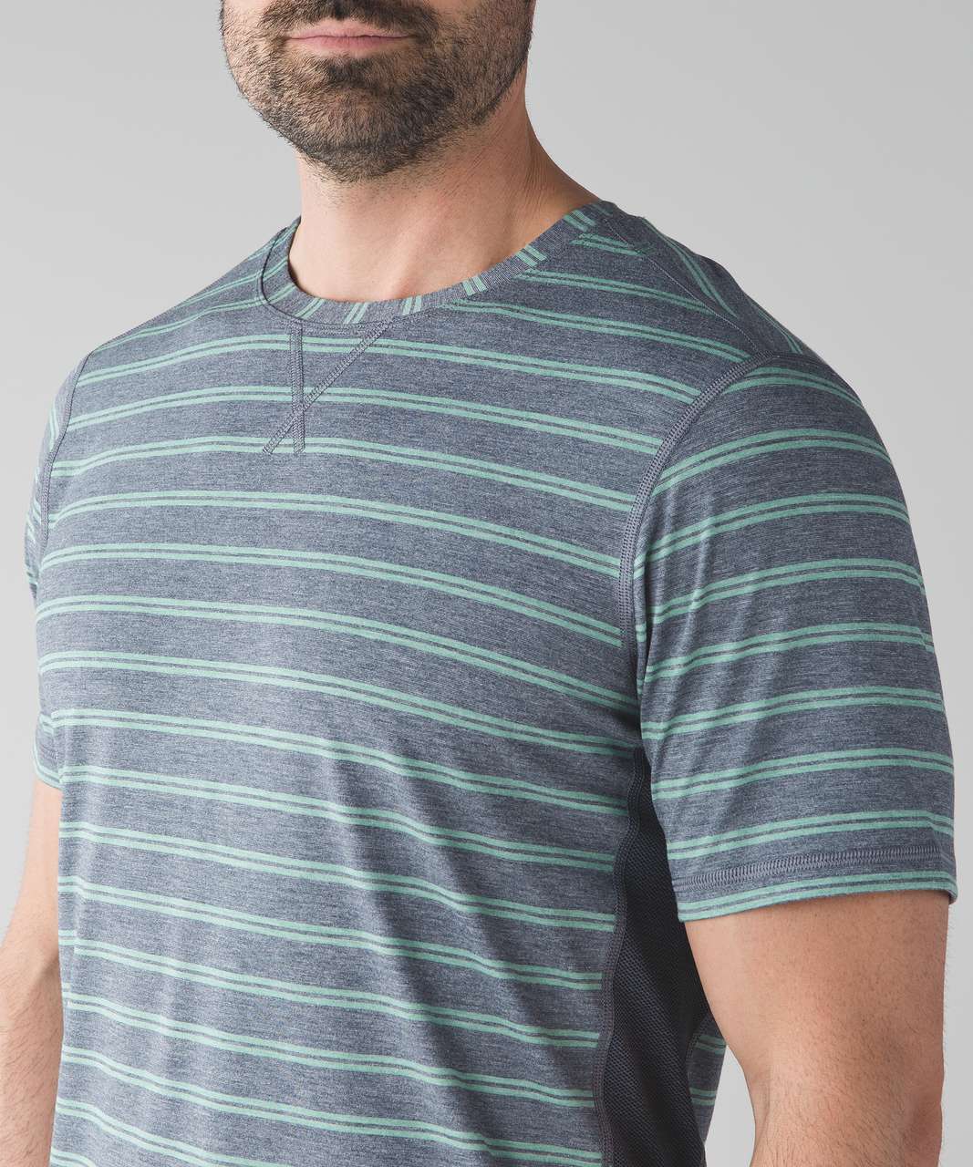 Lululemon T.H.E. Crew - Double Dip Stripe Heathered Inkwell Heathered Vintage Green