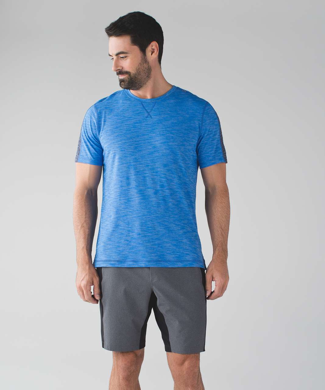 Lululemon Namaste at the Beach Short Sleeve - Heathered Lakeside Blue / Heathered Deep Navy