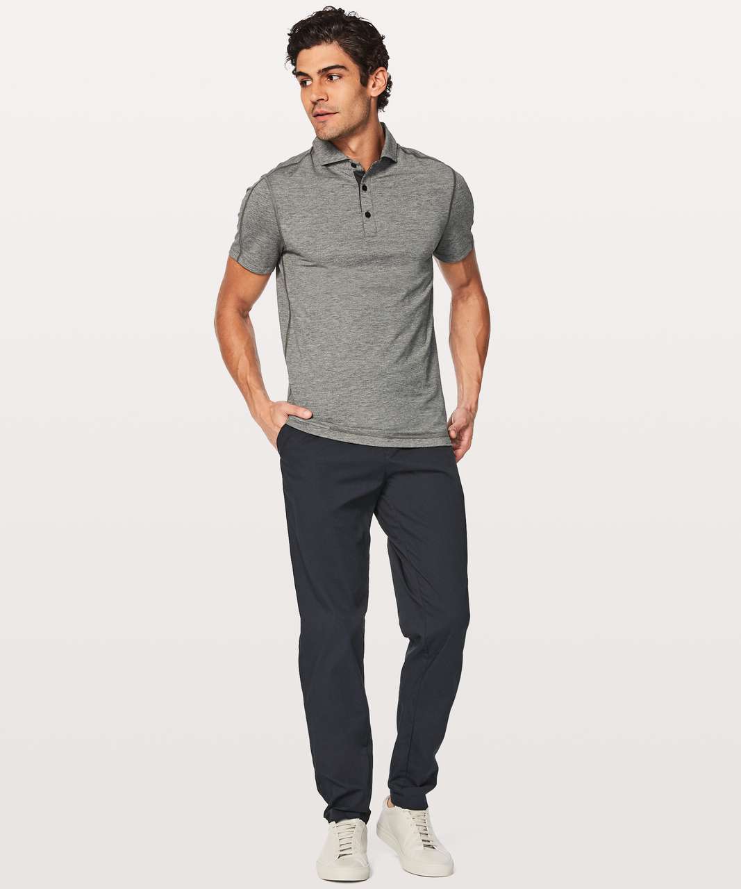 Lululemon Evolution Polo - Heathered Black (Third Release) - lulu fanatics