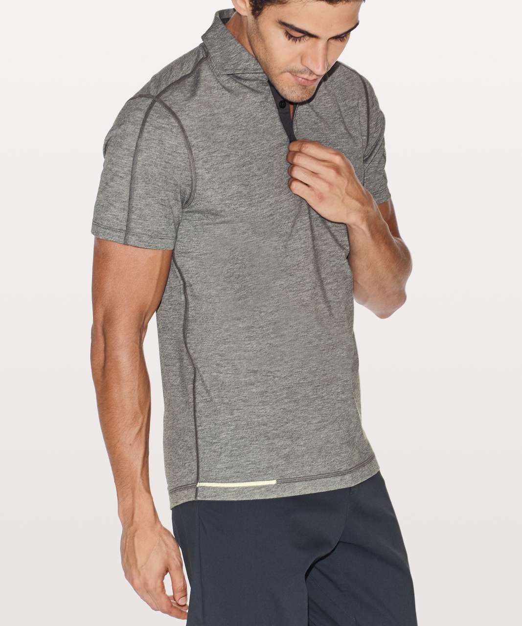 Lululemon Evolution Polo - Heathered Black (Third Release) - lulu fanatics