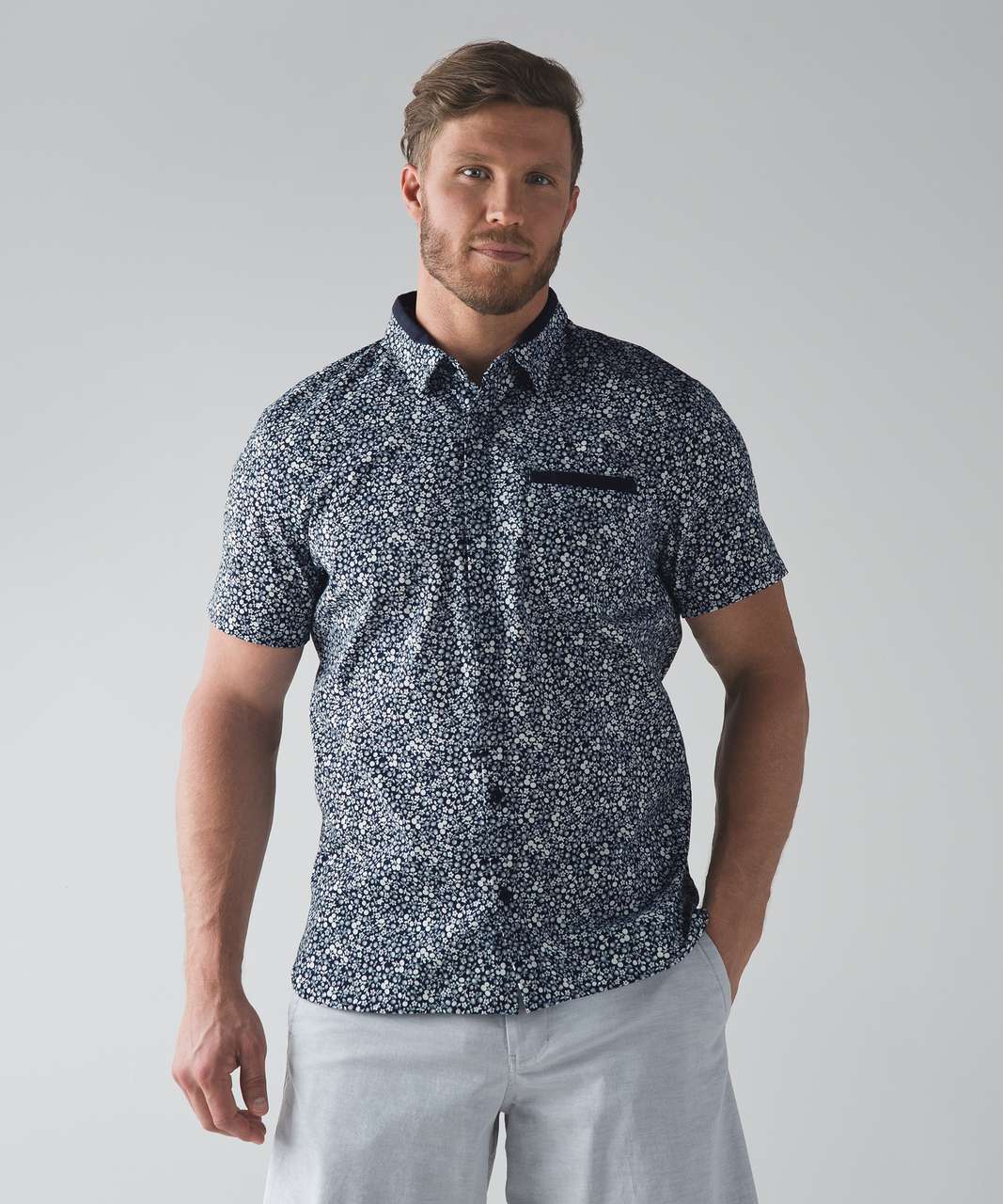 Lululemon Summer Fridays Buttondown - Citrus Dobby White Inkwell