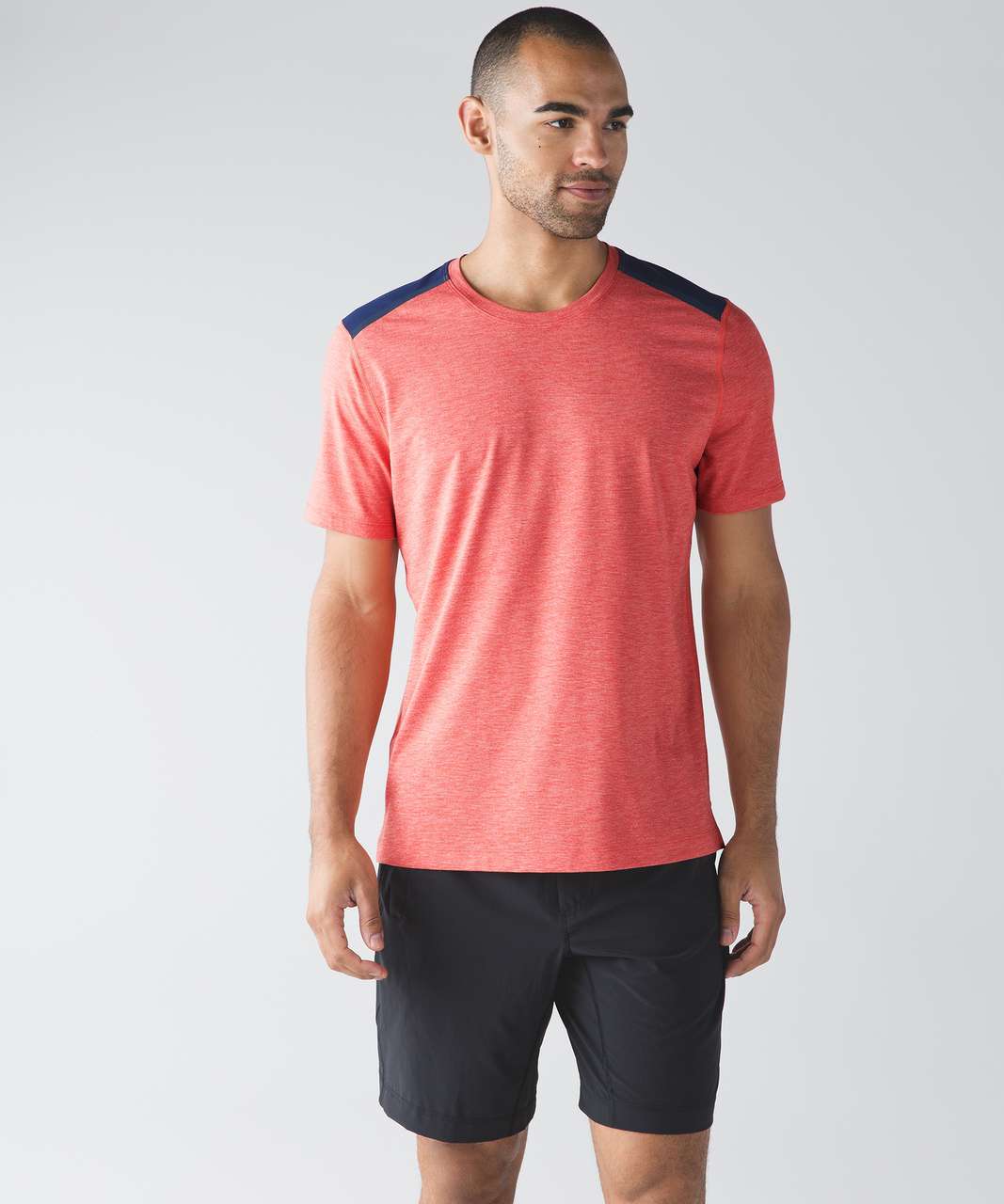 Lululemon Train and Gain Short Sleeve - Heathered Prince Red / Hero Blue