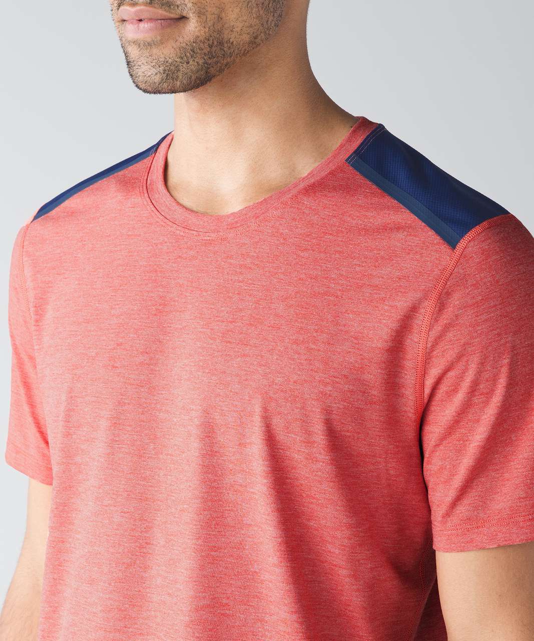 Lululemon Train and Gain Short Sleeve - Heathered Prince Red / Hero Blue