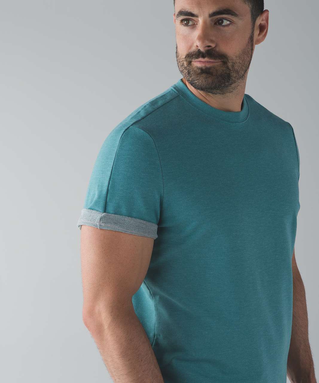 Lululemon Roll Out Crew Short Sleeve - Heathered Turquoise Sea