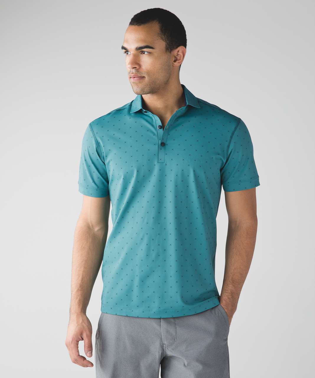 Lululemon Propel Polo - Cross Me Spaced Turquoise Sea Deep Green