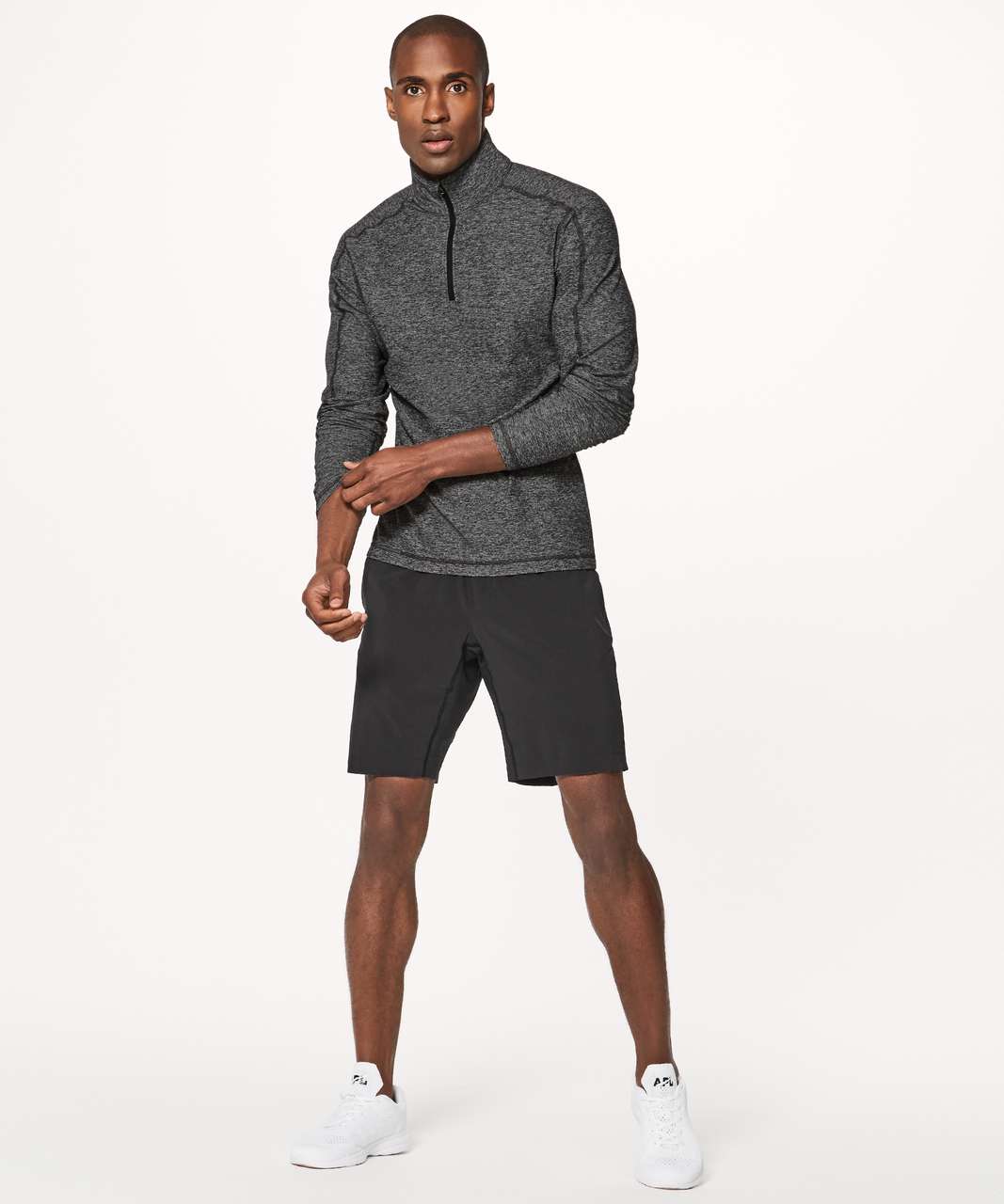 Lululemon Surge Warm 1/2 Zip Silver - Heathered Black - lulu fanatics