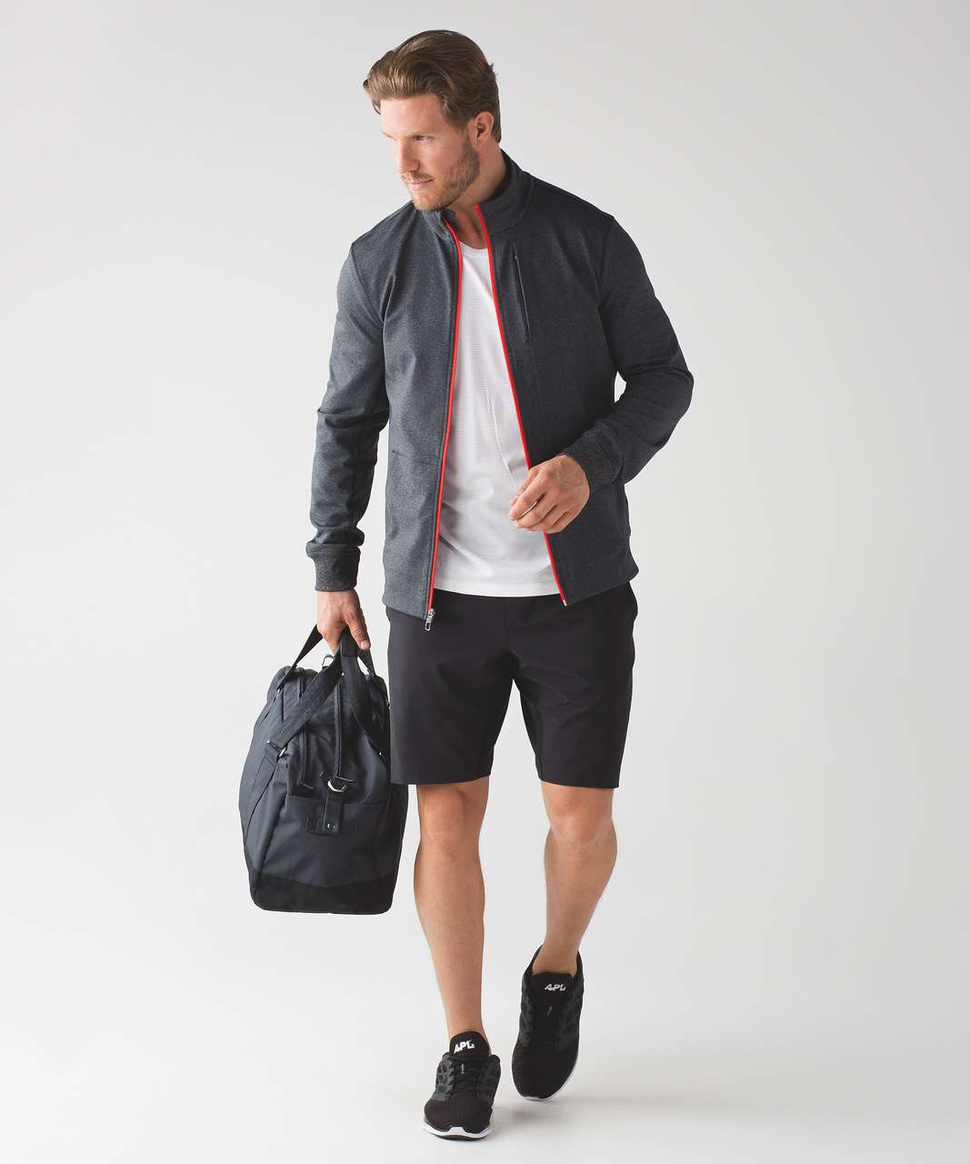 Lululemon PrePost Jacket - Heathered Black / Prince Red