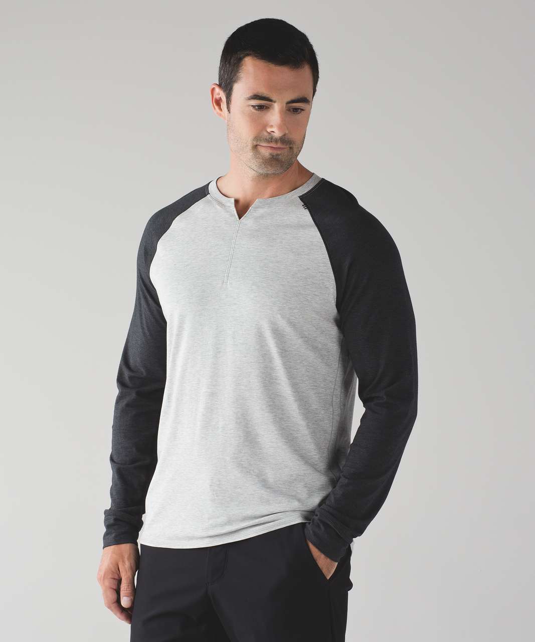 Lululemon Bodhi Long Sleeve - Heathered Light Grey / Heathered Black