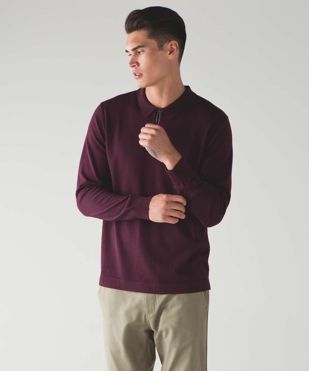 Lululemon Techwool Long Sleeve Polo - Cassis