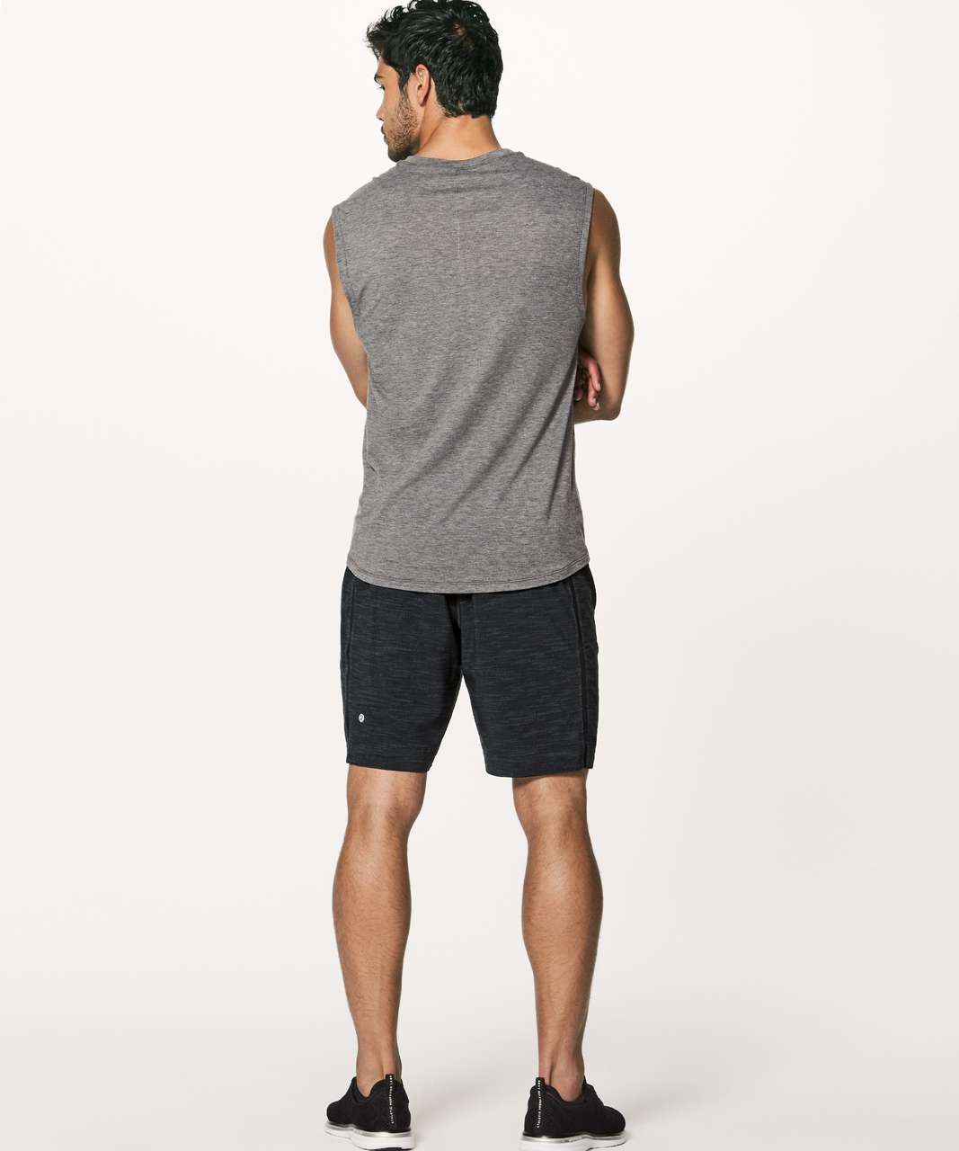 Lululemon Pace Breaker Short Linerless 9 - Heathered Texture Printed Greyt  Deep Coal (First Release) - lulu fanatics