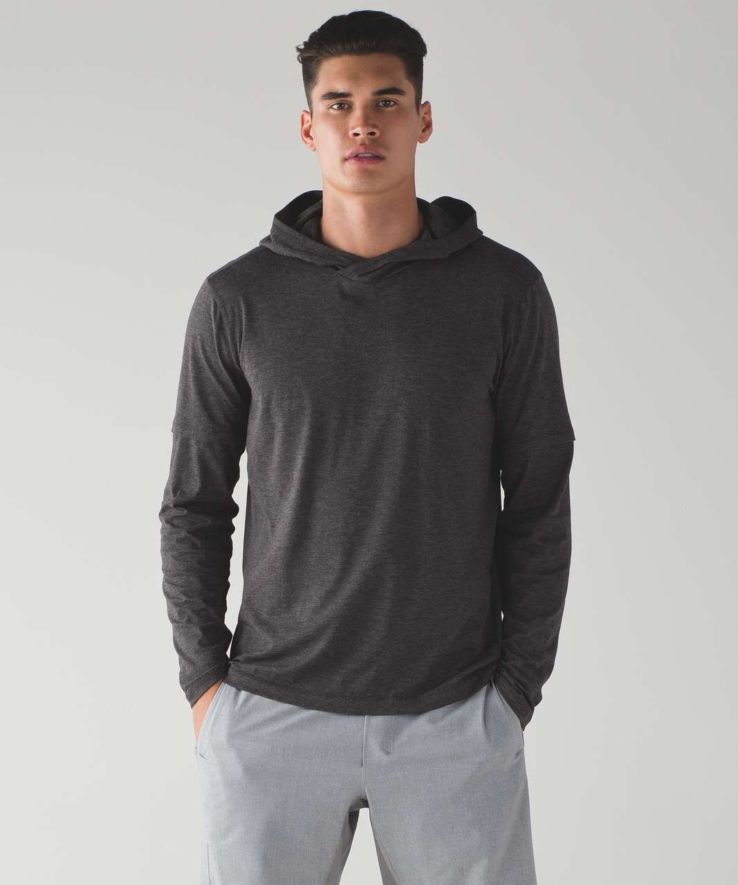 Lululemon Train And Go Long Sleeve - Heathered Black - lulu fanatics