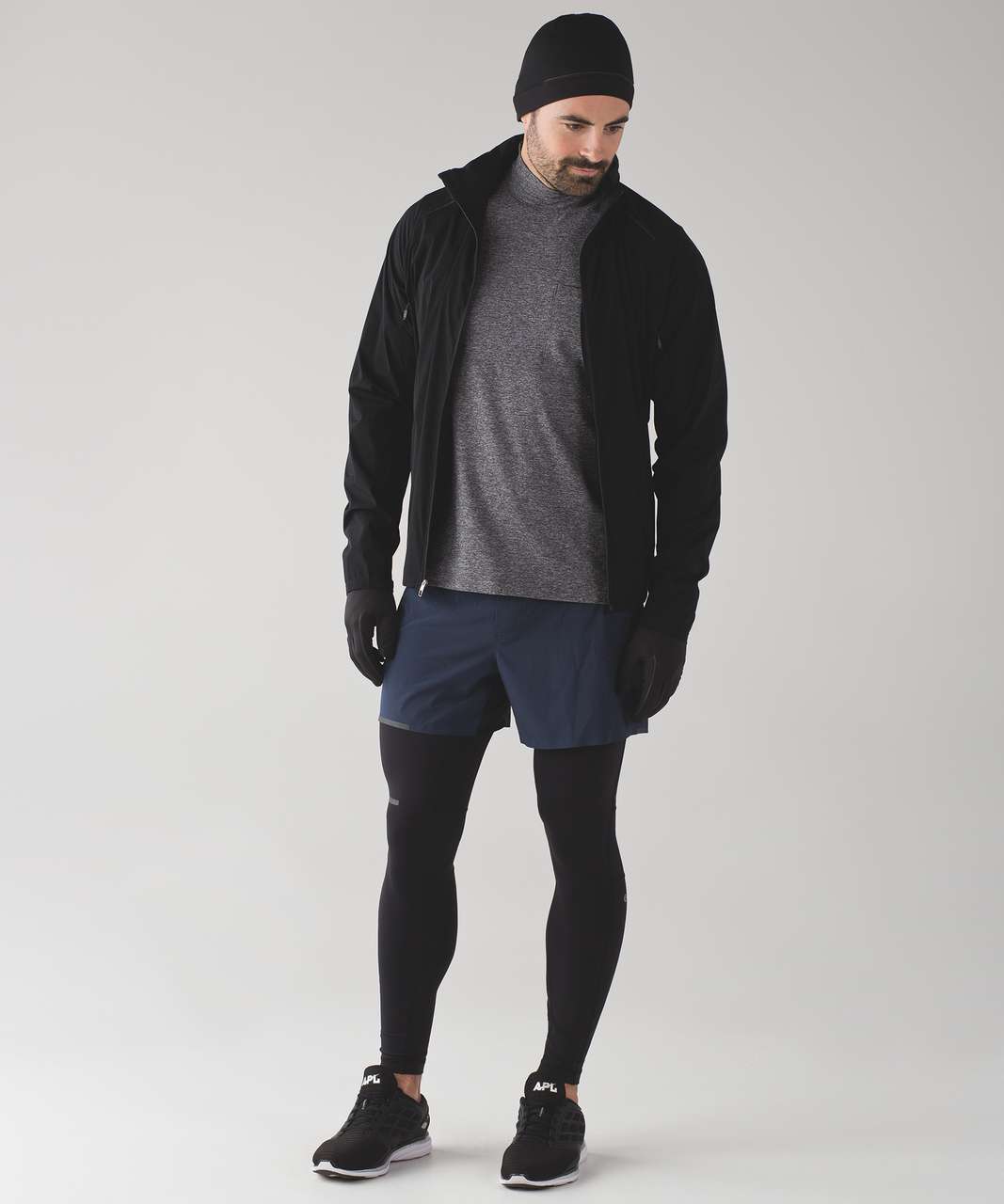 Lululemon Surge High Neck Long Sleeve - Heathered Black