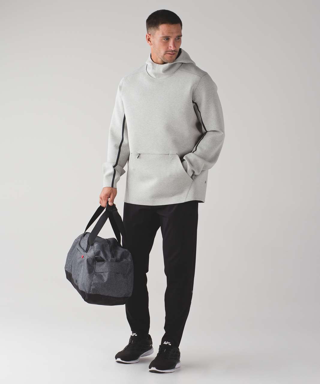 Lululemon Stratum Pullover Hoodie - Heathered Cable / Black