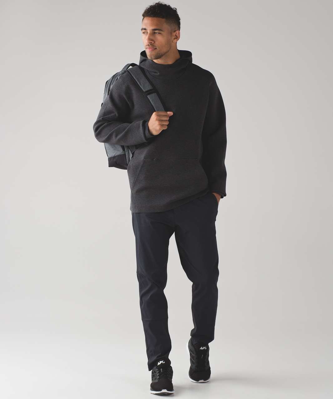 Lululemon Stratum Pullover Hoodie - Heathered Black / Black