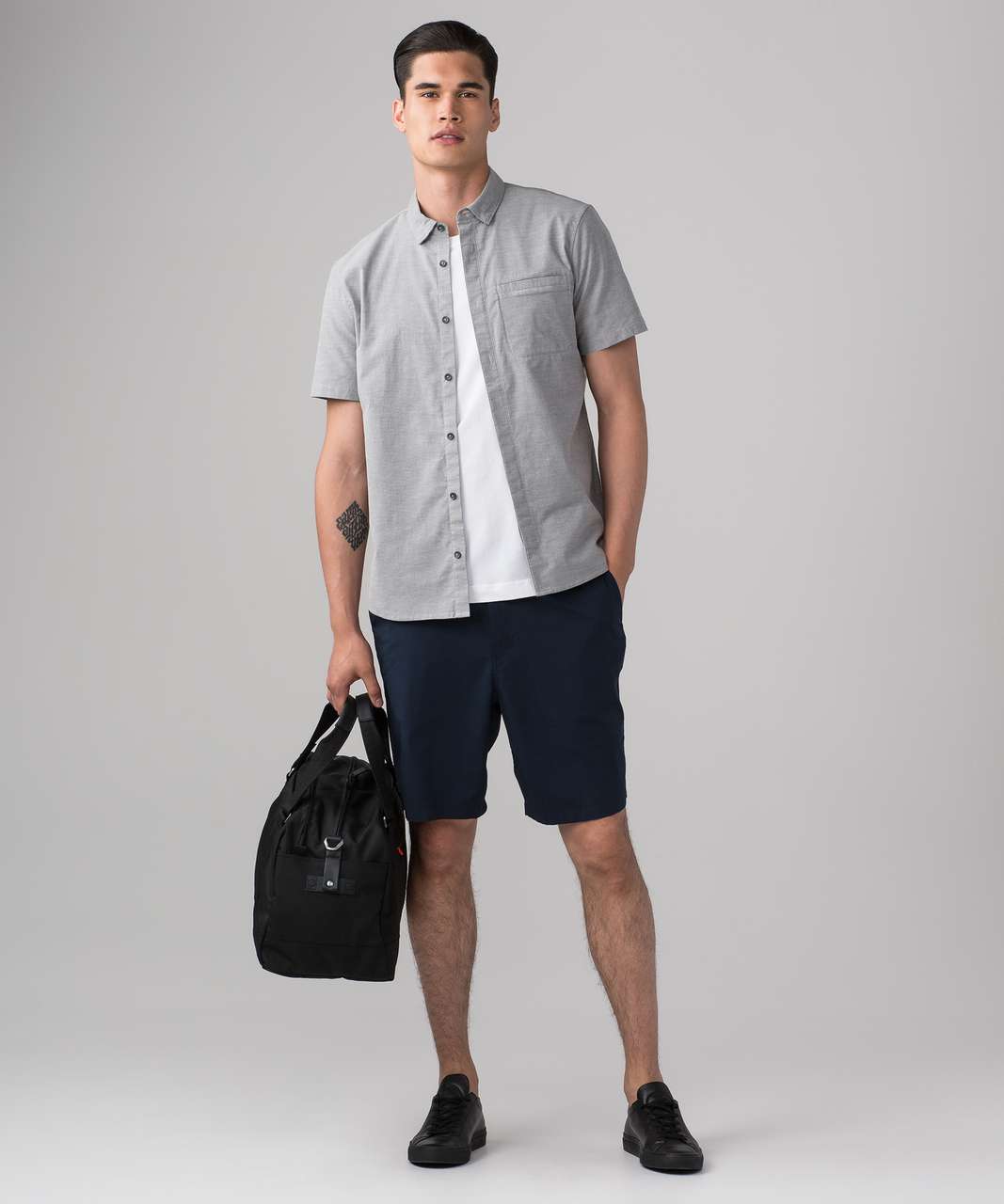 Lululemon On Time Short Sleeve Buttondown - Dark Ash / Cable