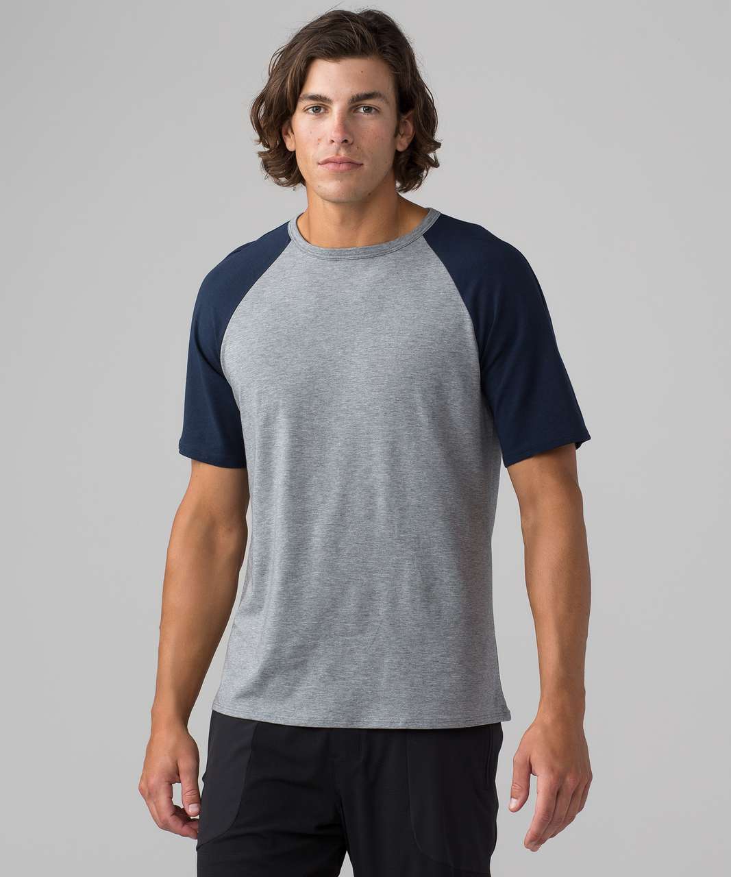 Lululemon Bodhi Short Sleeve - Heathered Medium Grey / Nautical Navy - lulu  fanatics