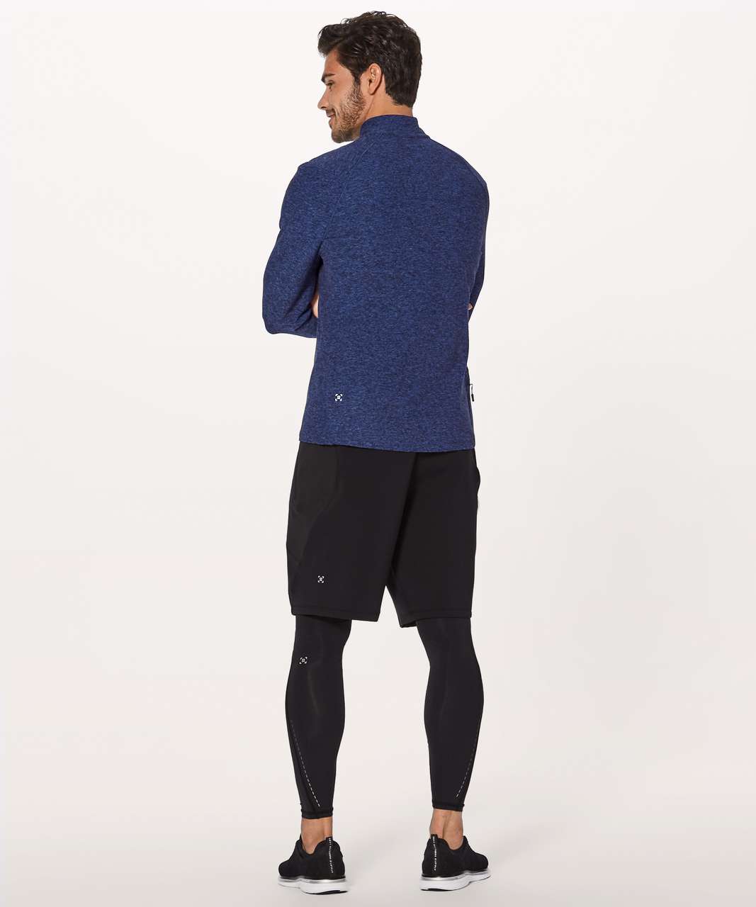 Lululemon Surge Warm 1/2 Zip - Heathered Cerulean Blue / Black