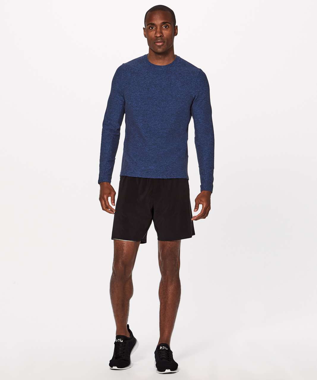 Lululemon Surge Warm Long Sleeve - Heathered Cerulean Blue / Black