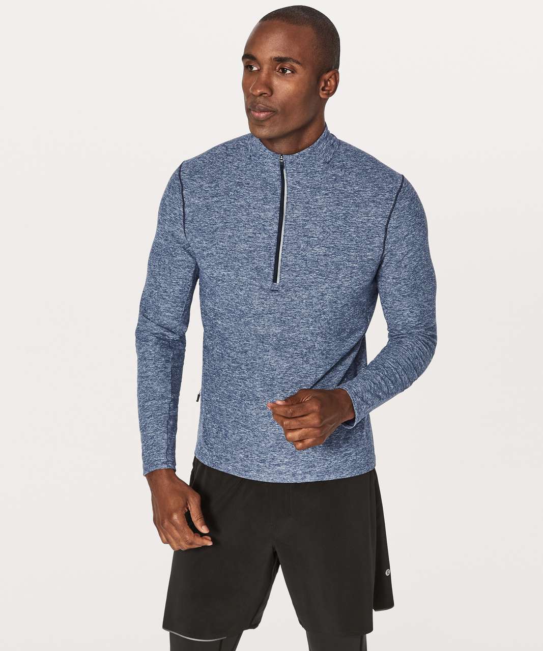 Lululemon Surge Warm 1/2 Zip Silver - Heathered Nautical Navy - lulu ...