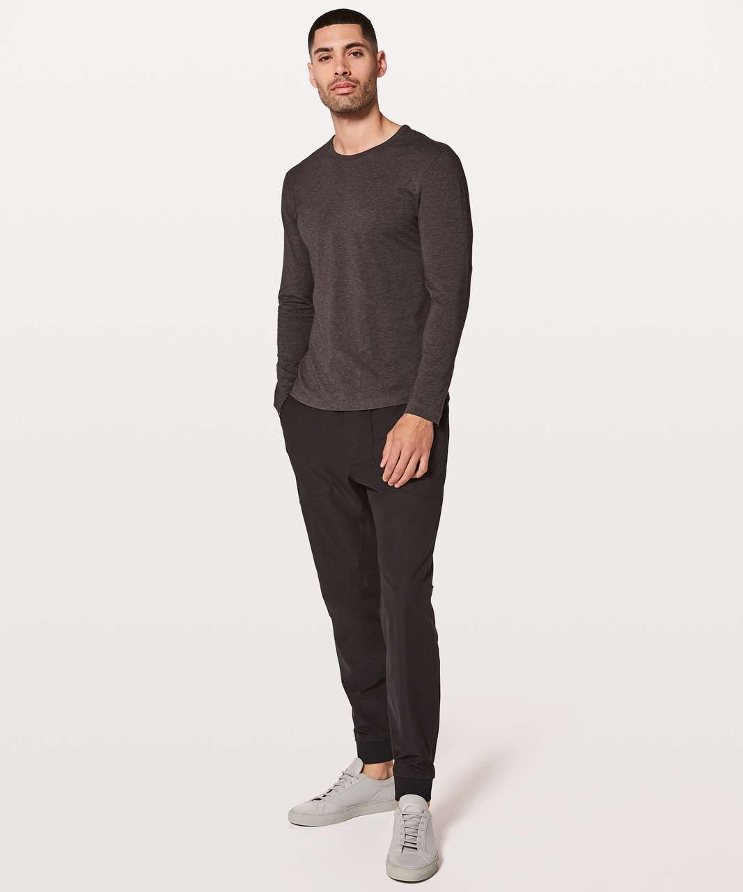 Lululemon 5 Year Basic Long Sleeve - Heathered Black Garnet - lulu fanatics