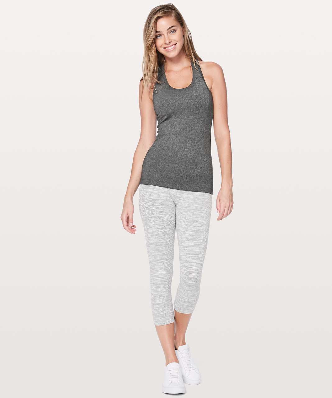 Lululemon Cool Racerback Heathered Gray/Black Tank Top