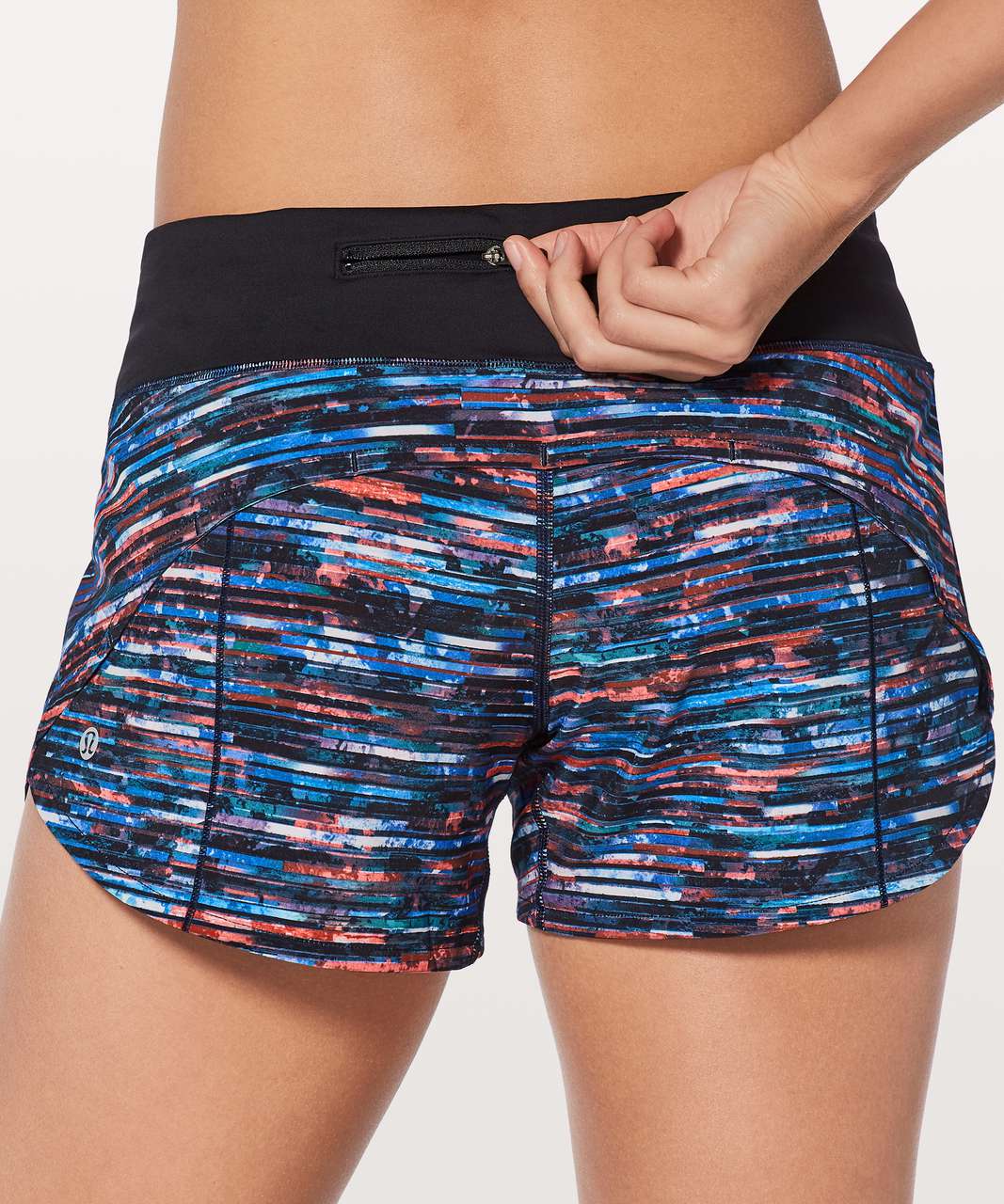 Lululemon Speed Up Short Long 4" - Hinshu Alpine White Multi / Black