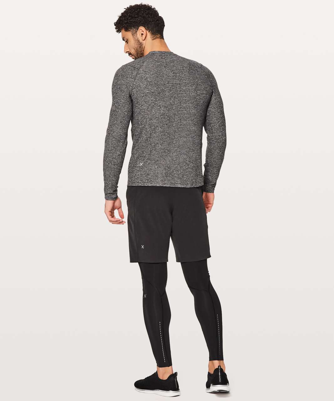 Lululemon Surge Warm Long Sleeve Reflective - Reconnect Heathered Black Silver Reflective