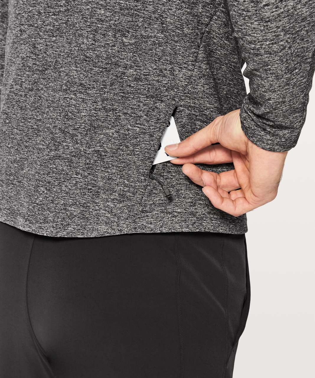 Lululemon Surge Warm Long Sleeve Reflective - Reconnect Heathered Black Silver Reflective