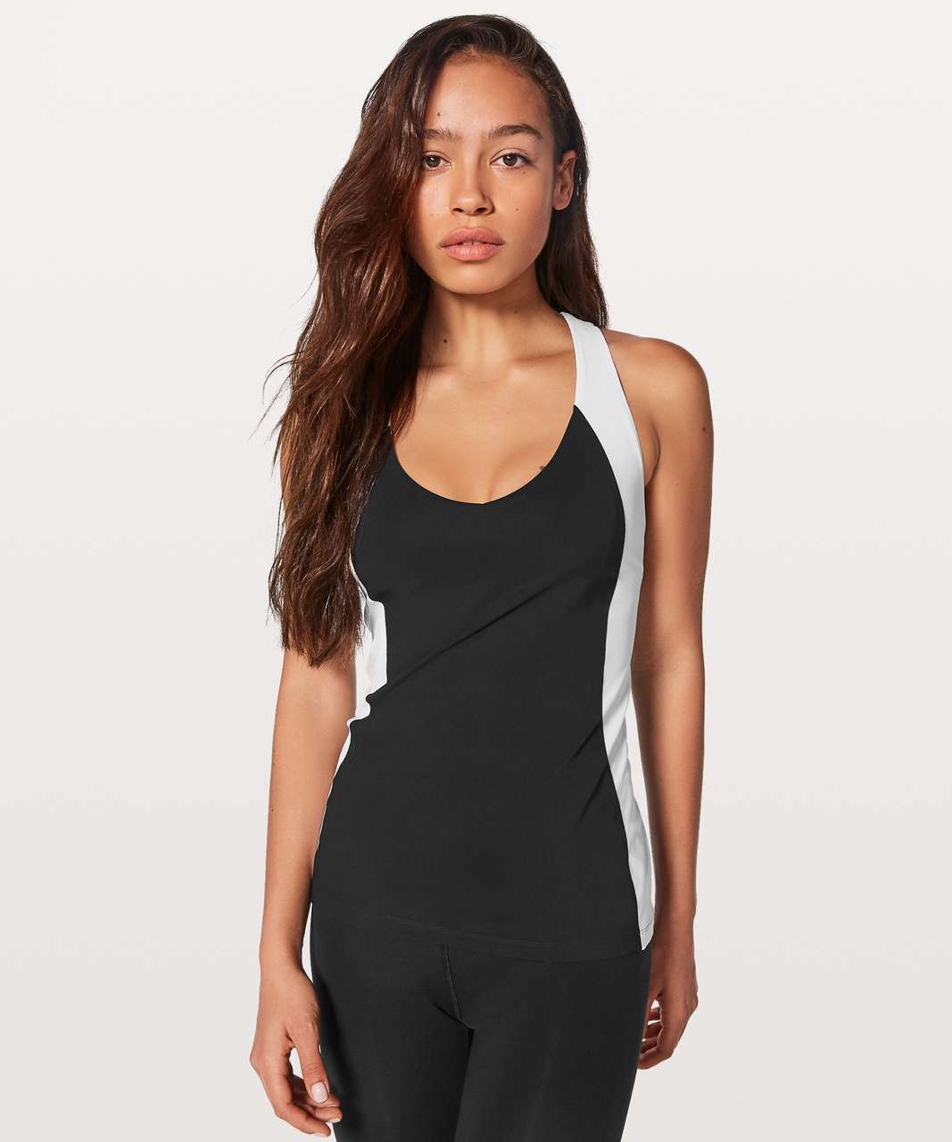 Lululemon Long Breath 2-In-1 Tank - Black / White - lulu fanatics