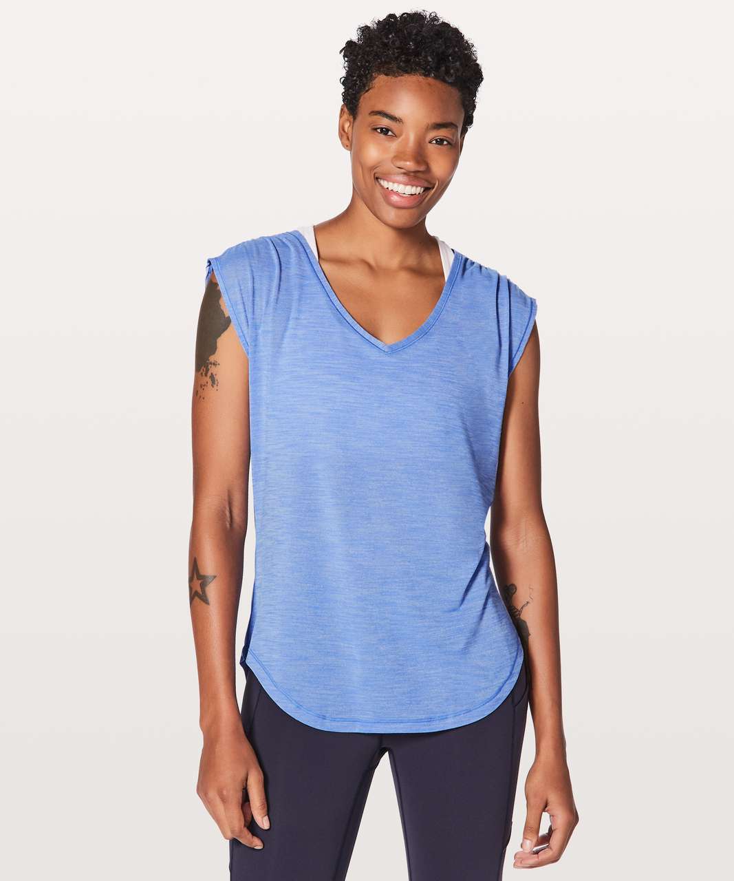 Lululemon Sweat Times Short Sleeve - Heathered Light Horizon