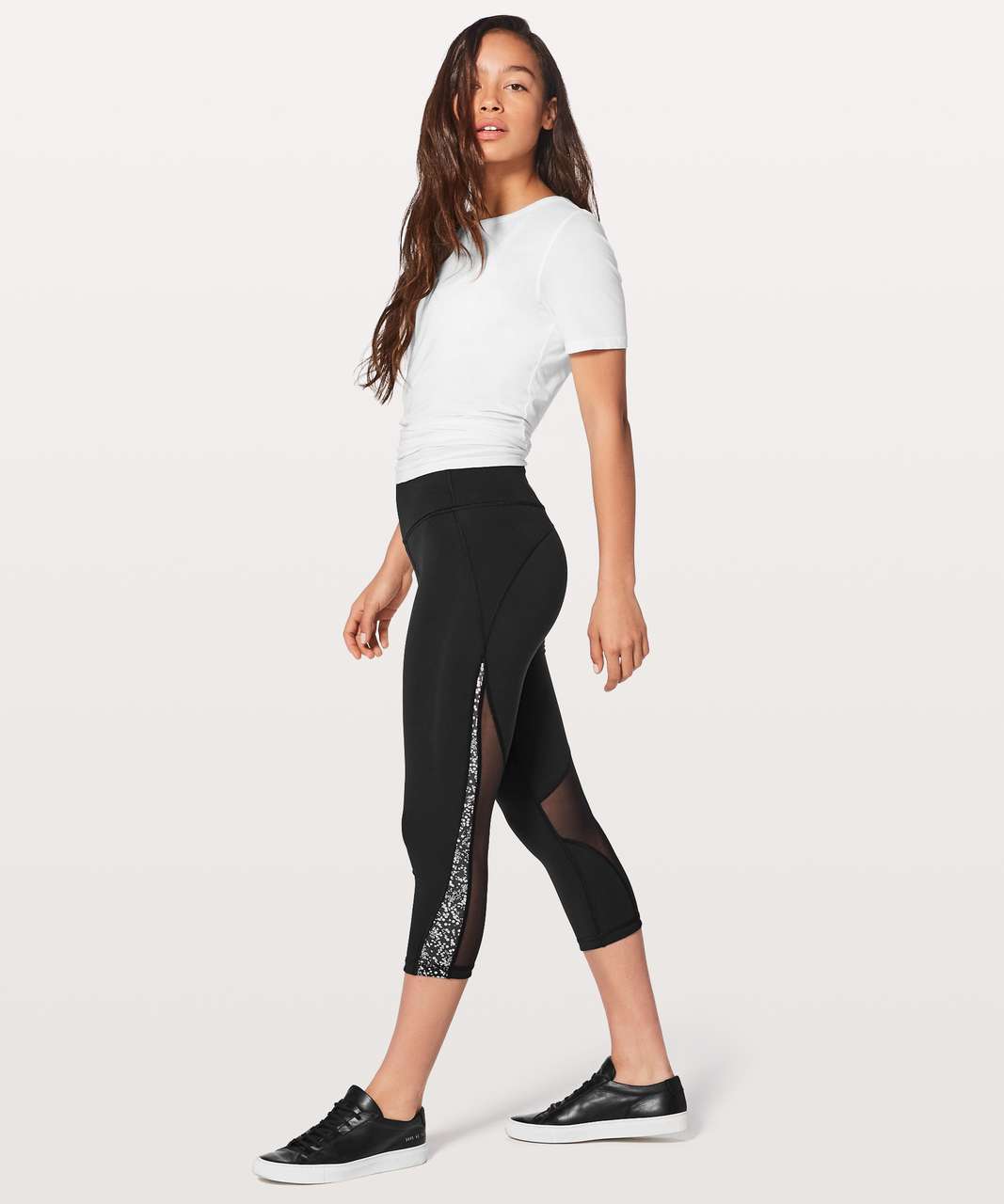 Lululemon Mix & Mesh Crop *21" - Black / Chirasu Black / Black