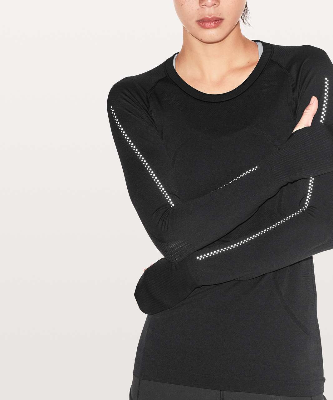 Lululemon Swiftly Tech Long Sleeve Crew Reflective - Black / Black