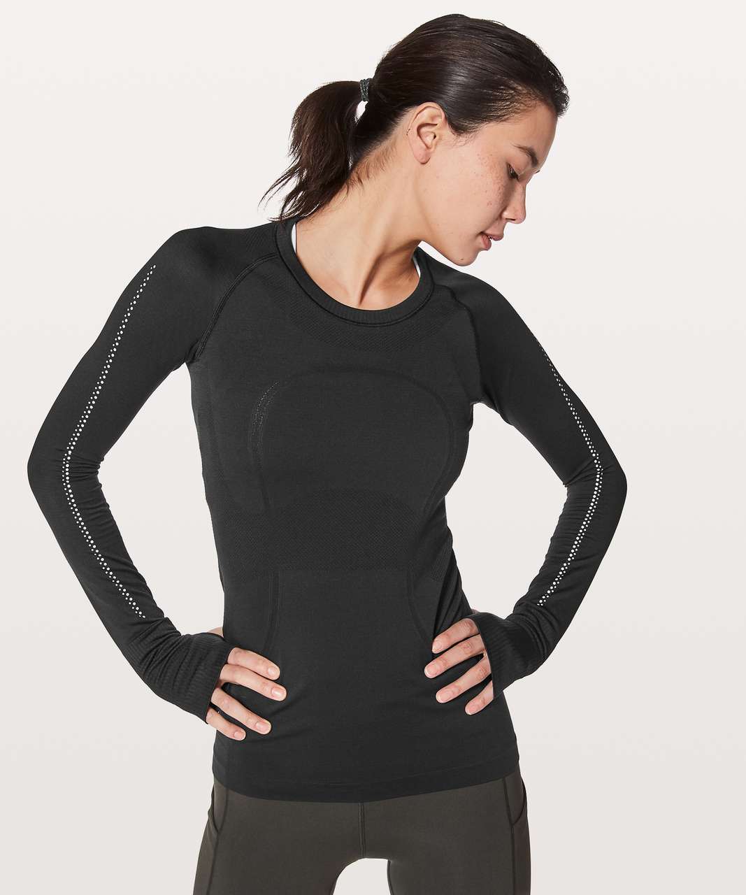 Lululemon Swiftly Tech Long Sleeve Crew Reflective - Black / Black