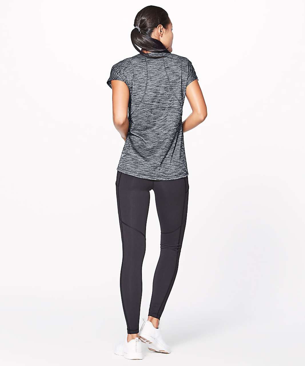 Lululemon Miles Ahead Short Sleeve - Heathered Black