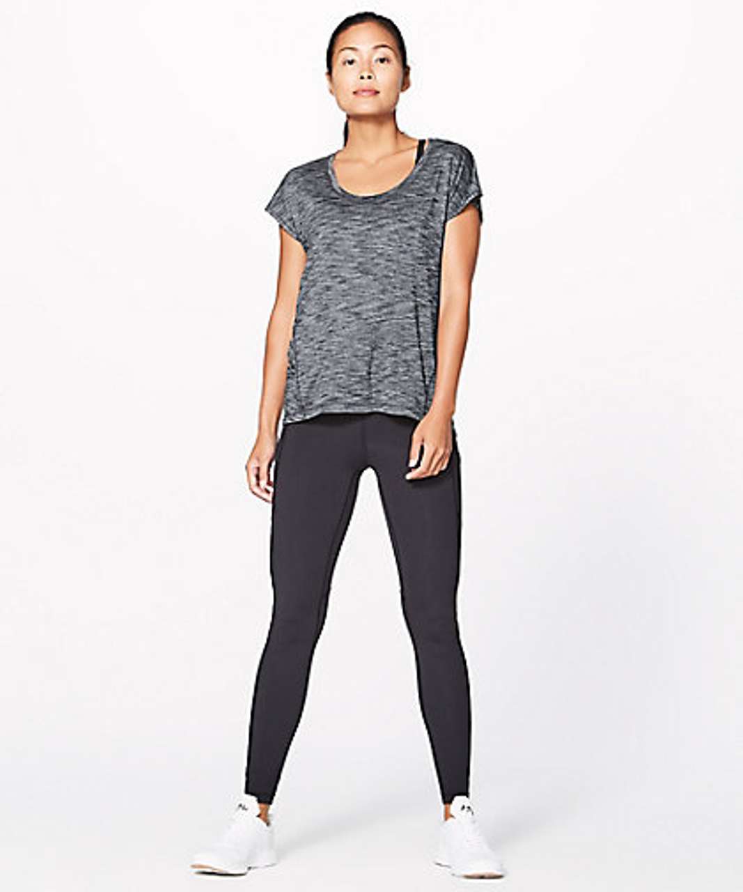 Lululemon Miles Ahead Short Sleeve - Heathered Black