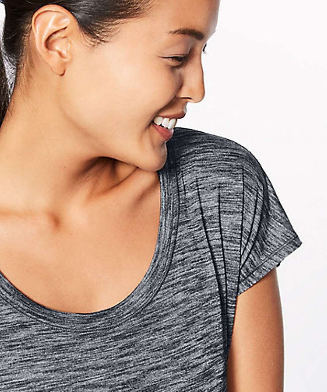 Lululemon Miles Ahead Short Sleeve - Heathered Black