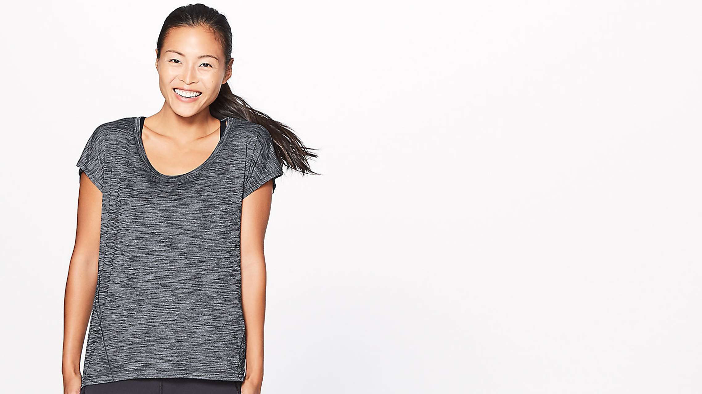 Lululemon Miles Ahead Short Sleeve - Heathered Black