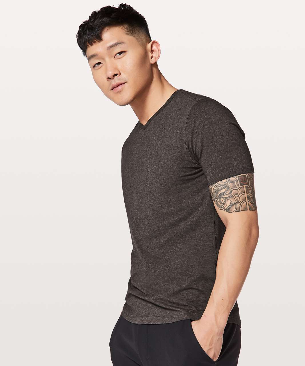 Lululemon 5 Year Basic V *Updated Fit - Heathered Black Garnet