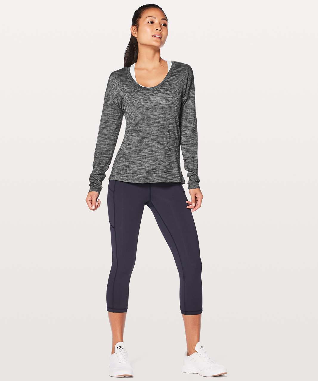 Lululemon Meant To Move Long Sleeve - Heathered Black - lulu fanatics