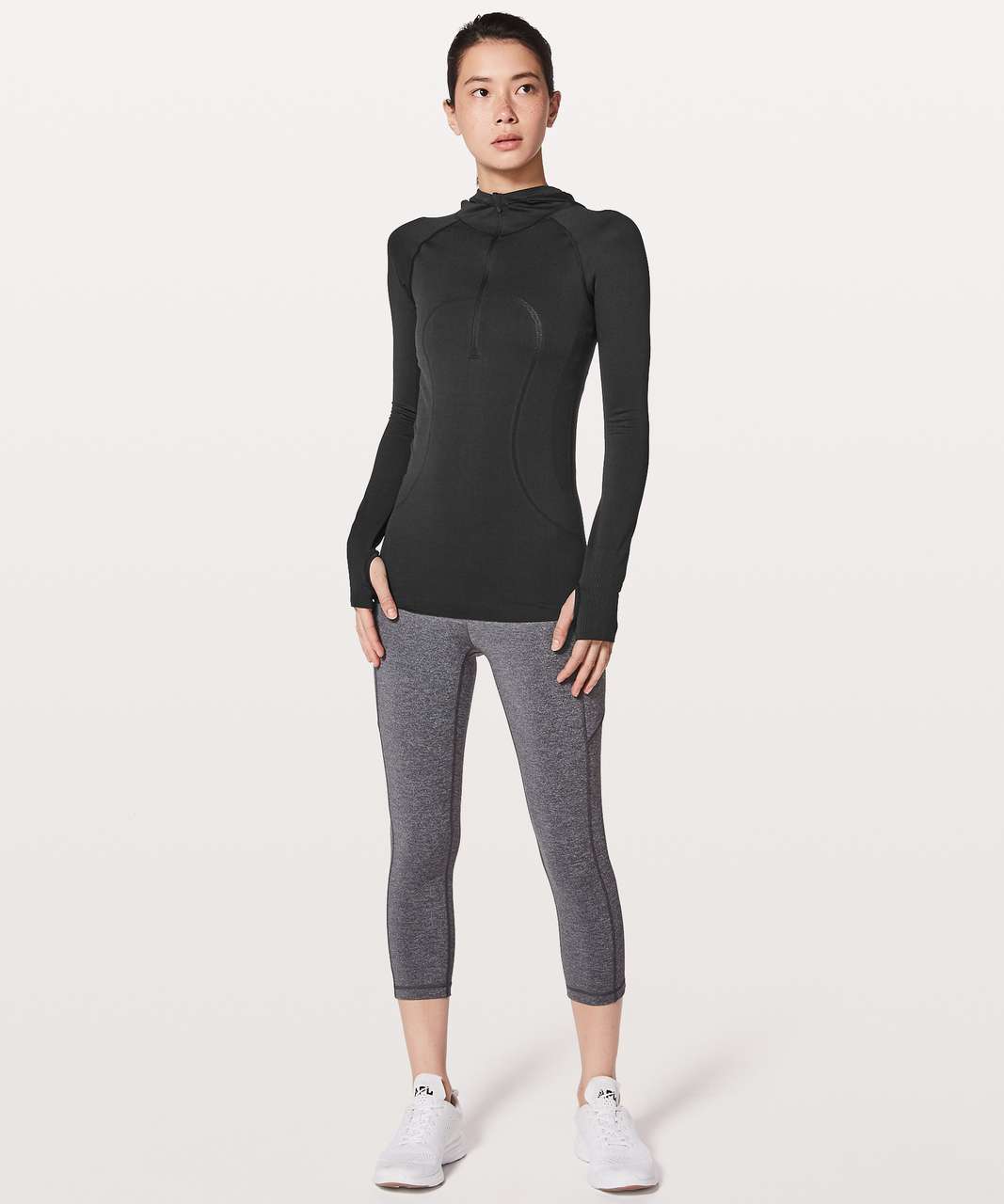 Lululemon Swiftly Tech Hooded 1/2 Zip - Black / Black