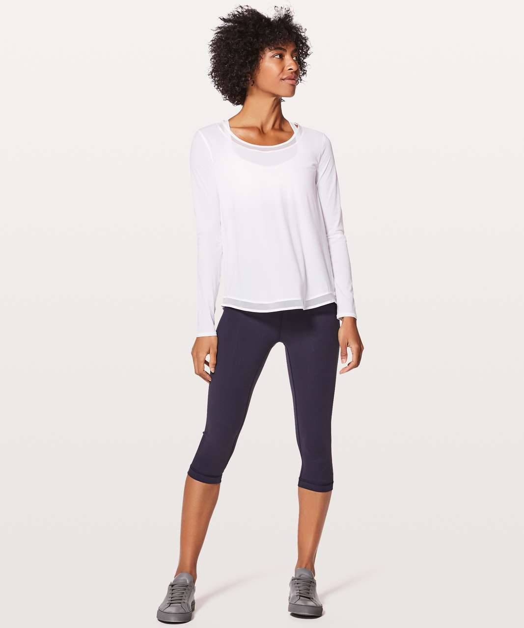 Lululemon Mesh Panelled Training Long Sleeve Shirt - White - lulu fanatics