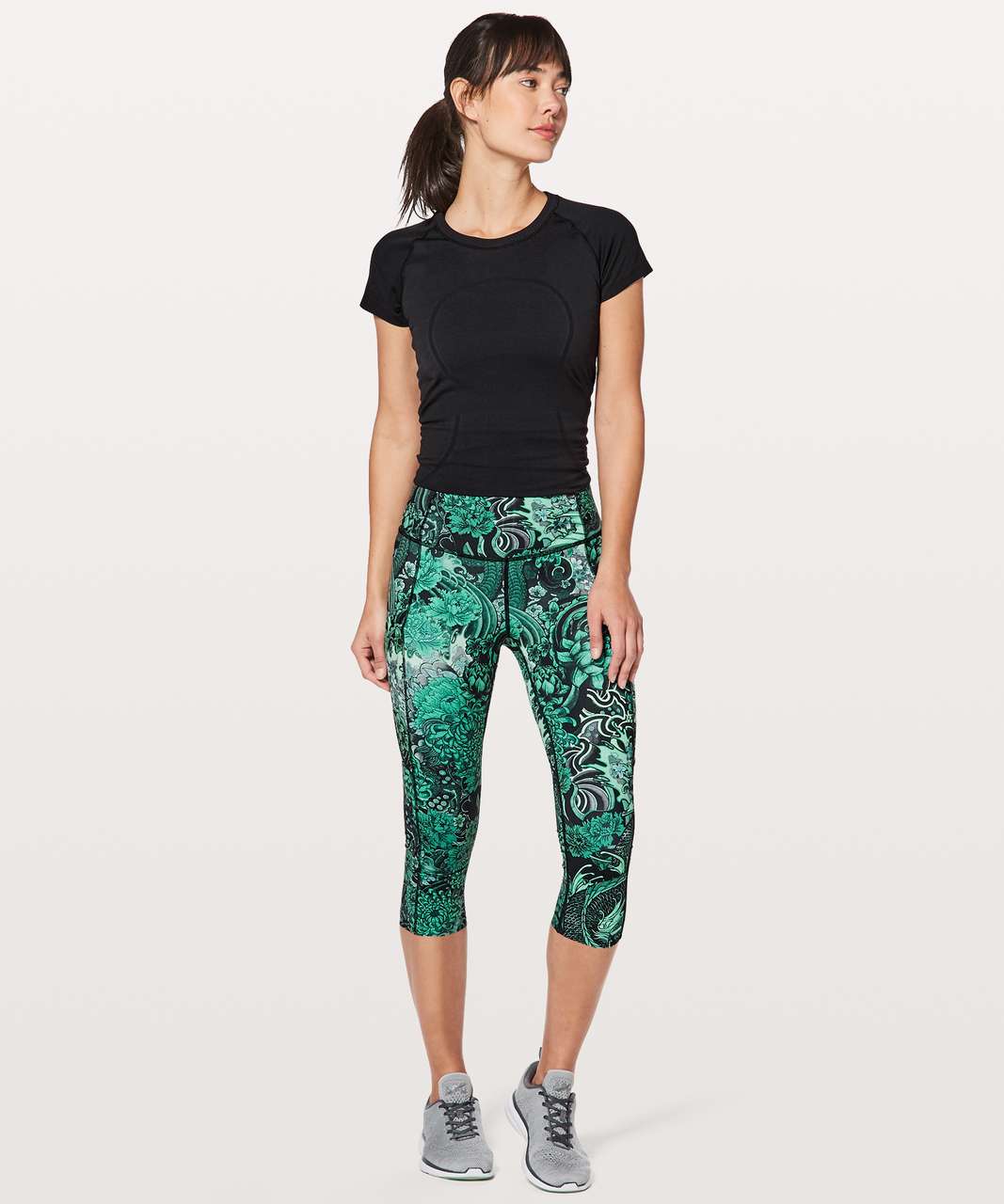 Lululemon Fast & Free Crop II *Nulux 19" - Memoir Multi Green