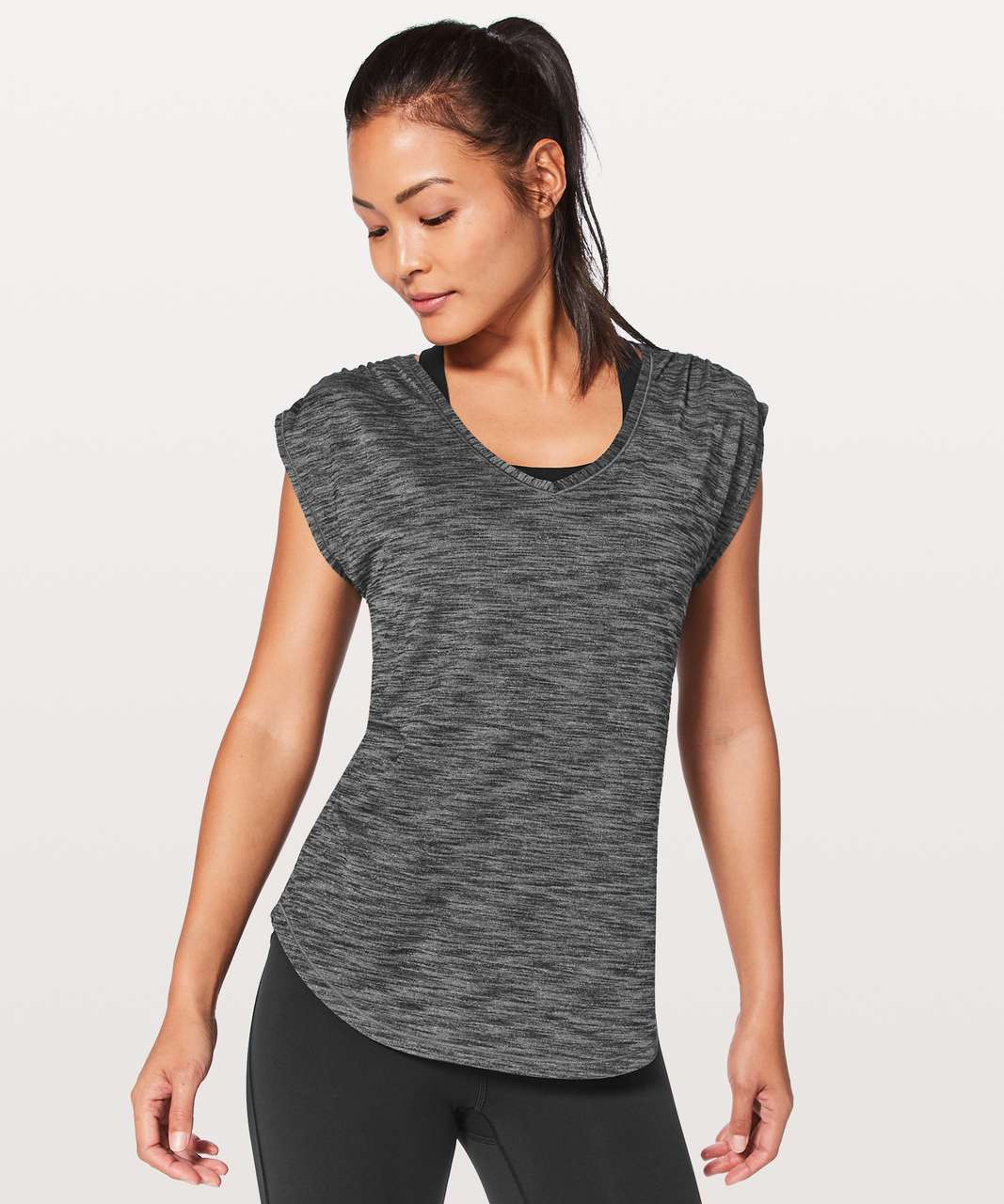 Lululemon Sweat Times Short Sleeve - Heathered Black