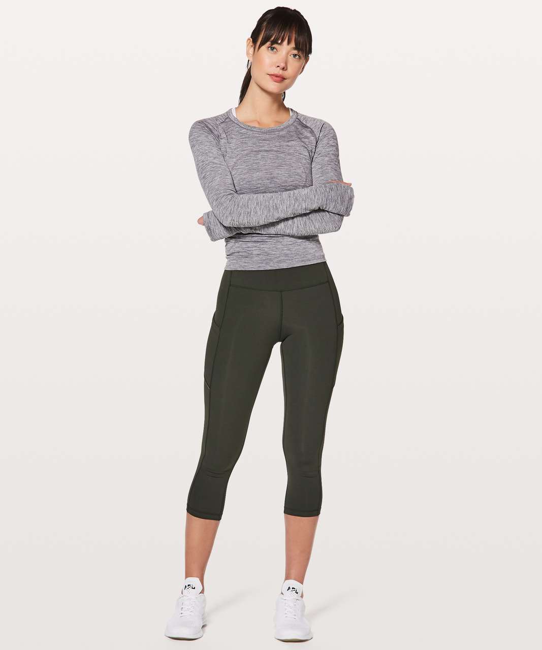 Lululemon Speed Up Crop 21 - Evergreen - lulu fanatics