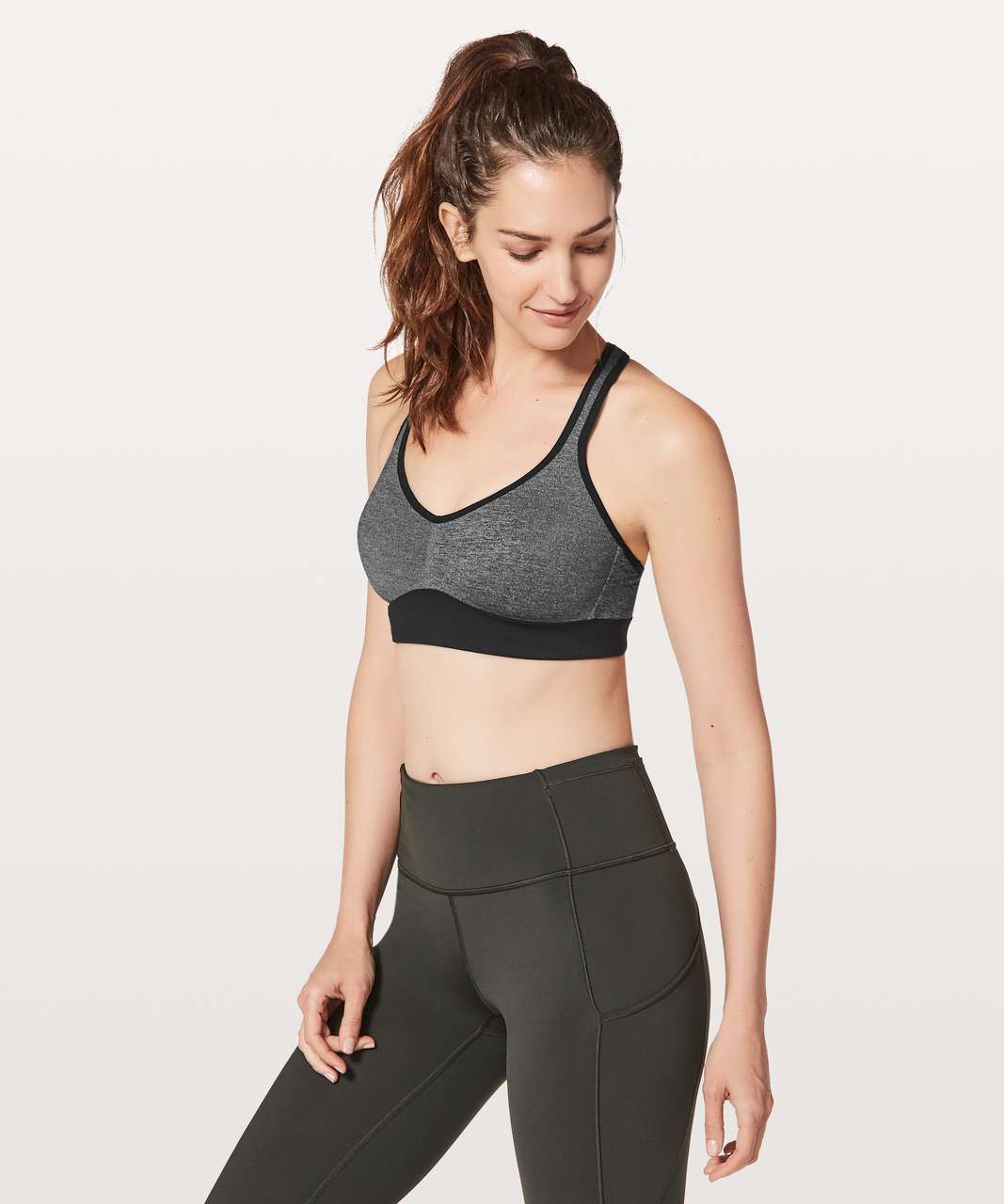 Lululemon Speed Up Bra *High Support for C/D Cup - Heathered Black / Black